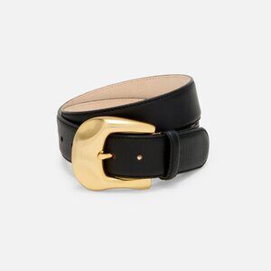 NWT Aureum Collective No. 11 Gold and Black Leather Belt size M/L